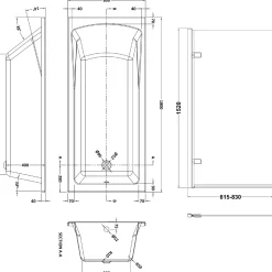 Drench Straight Single Ended Square Bath & Brushed Brass Shower Screen