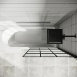 Drench Straight Single Ended Curved Bath & Matt Black Shower Screen