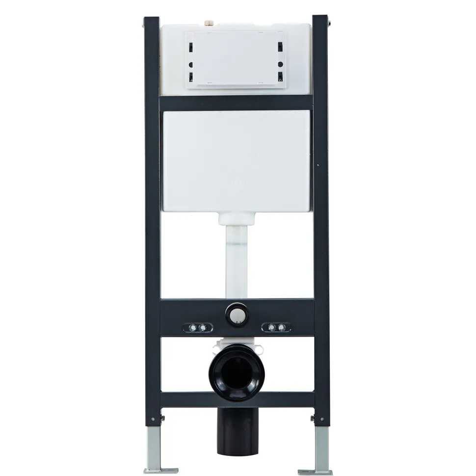Drench Wall Hung Toilet Frame, Pneumatic Concealed Cistern & Dual Flush Plate with Round Buttons