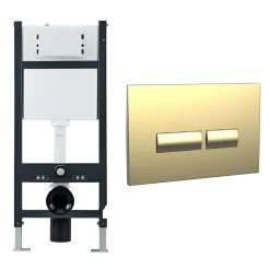 Drench Wall Hung Toilet Frame, Pneumatic Concealed Cistern & Dual Flush Plate with Angular Buttons