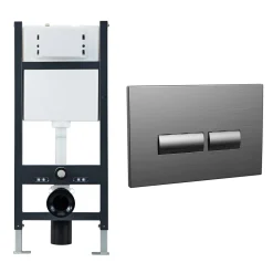 Drench Wall Hung Toilet Frame, Pneumatic Concealed Cistern & Dual Flush Plate with Angular Buttons