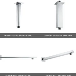 Drew Square Concealed Shower Valve with Fixed Head & Slide Rail Kit
