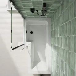 Dylan Complete Matt Black Bathroom Suite with 1700mm L Shaped Shower Bath & Rimless Toilet