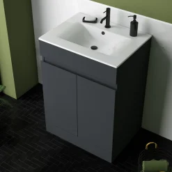 Dylan Complete Matt Black Bathroom Suite with 1700mm L Shaped Shower Bath & Rimless Toilet