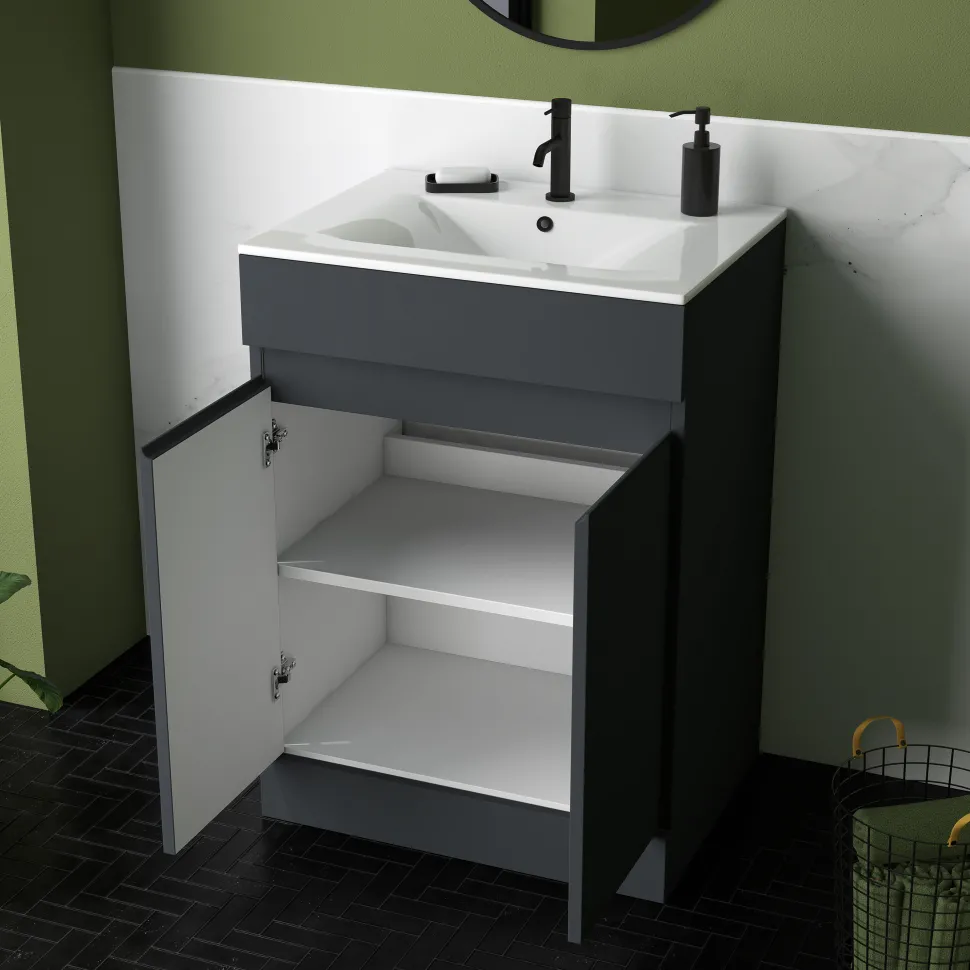 Dylan Complete Matt Black Bathroom Suite with Reinforced Shower Bath & Rimless Toilet