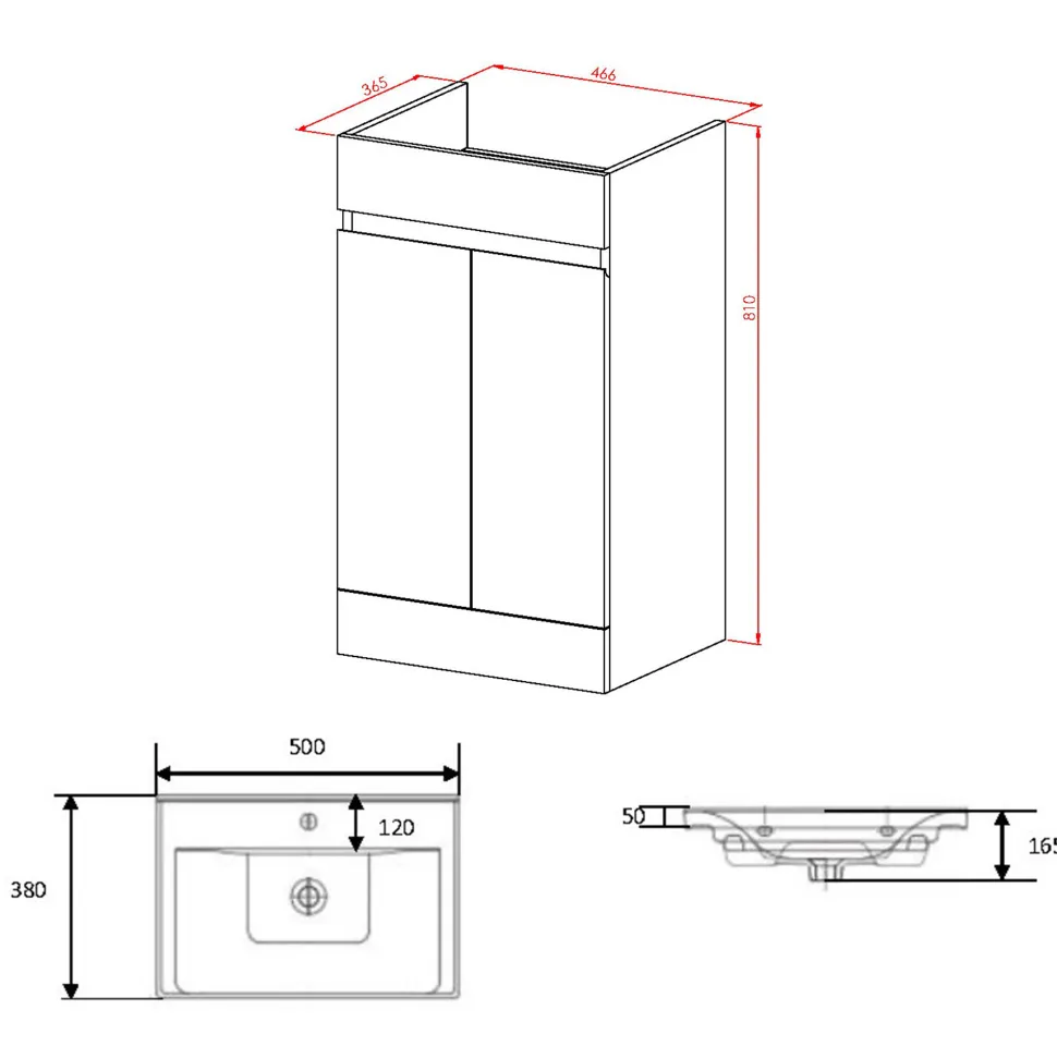 Dylan 500mm Floorstanding Vanity Unit & Basin
