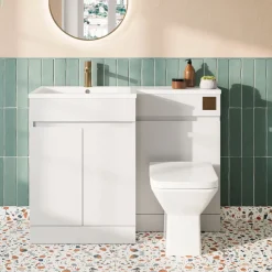 Dylan Waterproof 1100mm Combination Basin & Toilet Unit - Gloss White