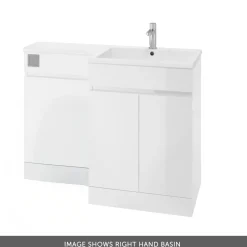 Dylan Waterproof 1100mm Combination Basin & Toilet Unit - Gloss White
