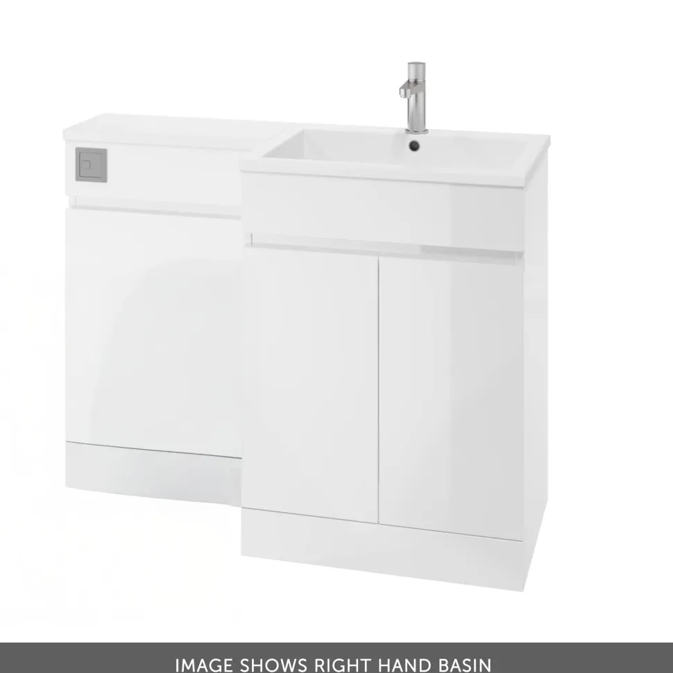 Dylan Waterproof 1100mm Combination Basin & Toilet Unit - Gloss White