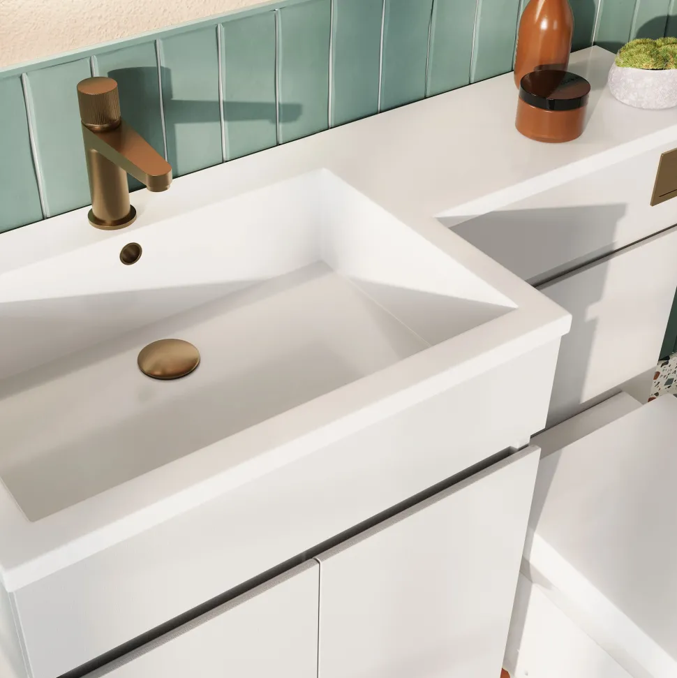 Dylan Waterproof 1100mm Combination Basin & Toilet Unit - Gloss White