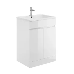 Dylan Waterproof 600mm Gloss White Floorstanding Vanity Unit & Basin