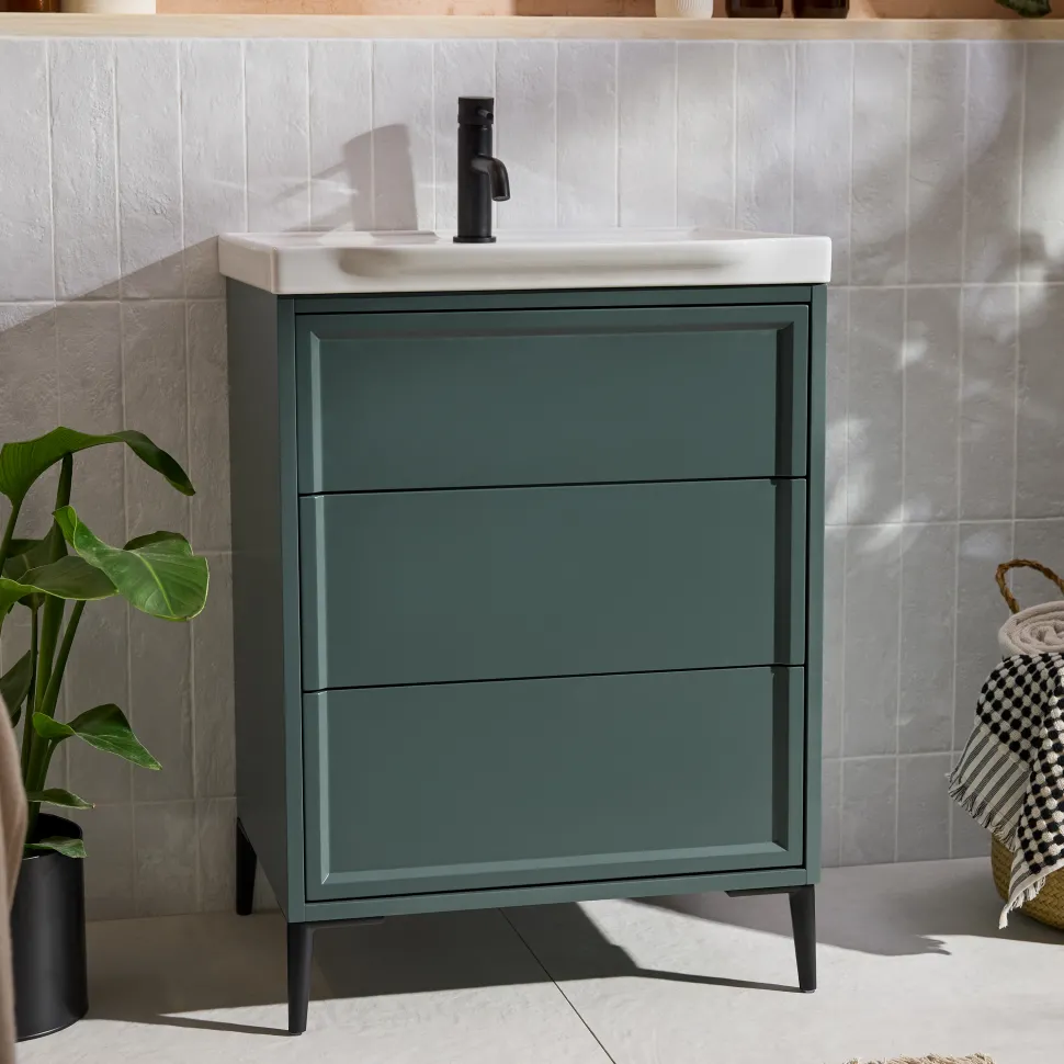 Elara 600mm Floorstanding Vanity Unit & Basin with Leg Set