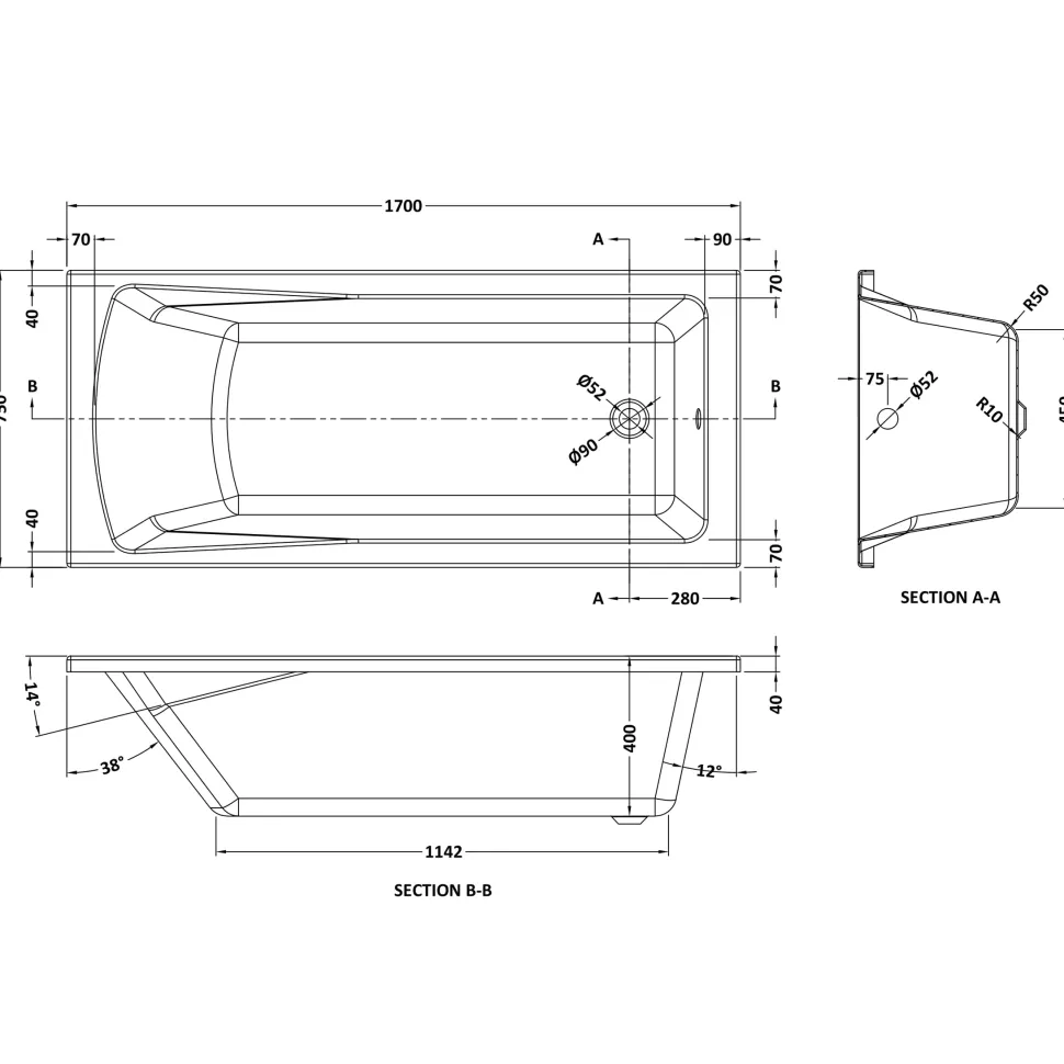 Emily Complete Bathroom Suite with Shower Bath & Rimless Toilet