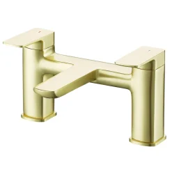 Emily Complete Brushed Brass Bathroom Suite with 1700mm L Shaped Shower Bath & Rimless Toilet