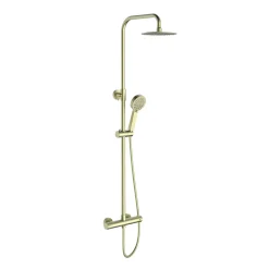 Emily Complete Brushed Brass Bathroom Suite with 1700mm L Shaped Shower Bath & Rimless Toilet