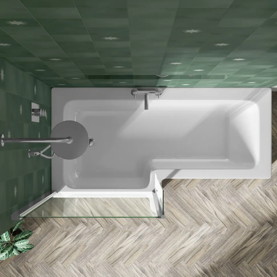 Emily Complete Modern Bathroom Suite with 1700mm L Shaped Shower Bath & Rimless Toilet