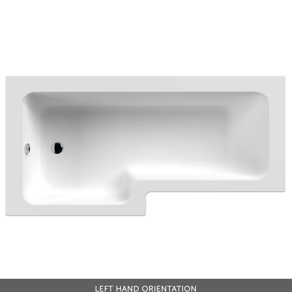 Emily Complete Modern Bathroom Suite with 1700mm L Shaped Shower Bath & Rimless Toilet
