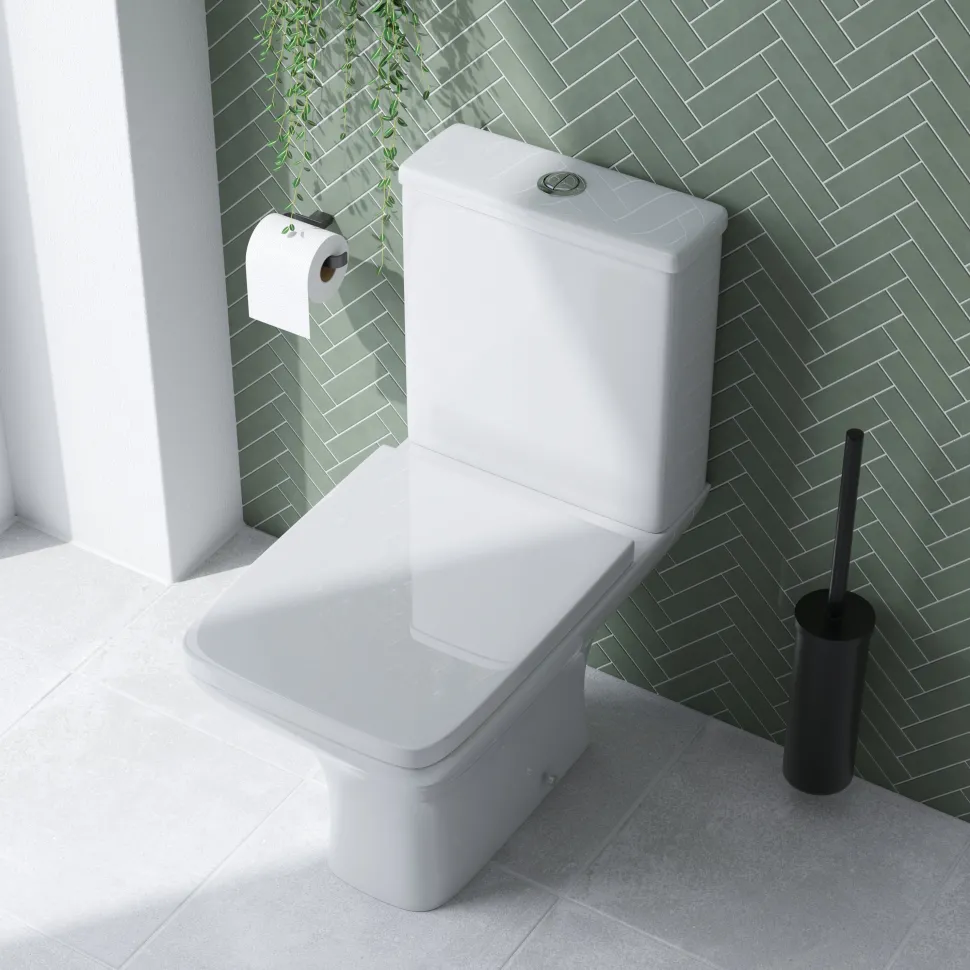 Emily Complete Modern Bathroom Suite with 1700mm L Shaped Shower Bath & Rimless Toilet
