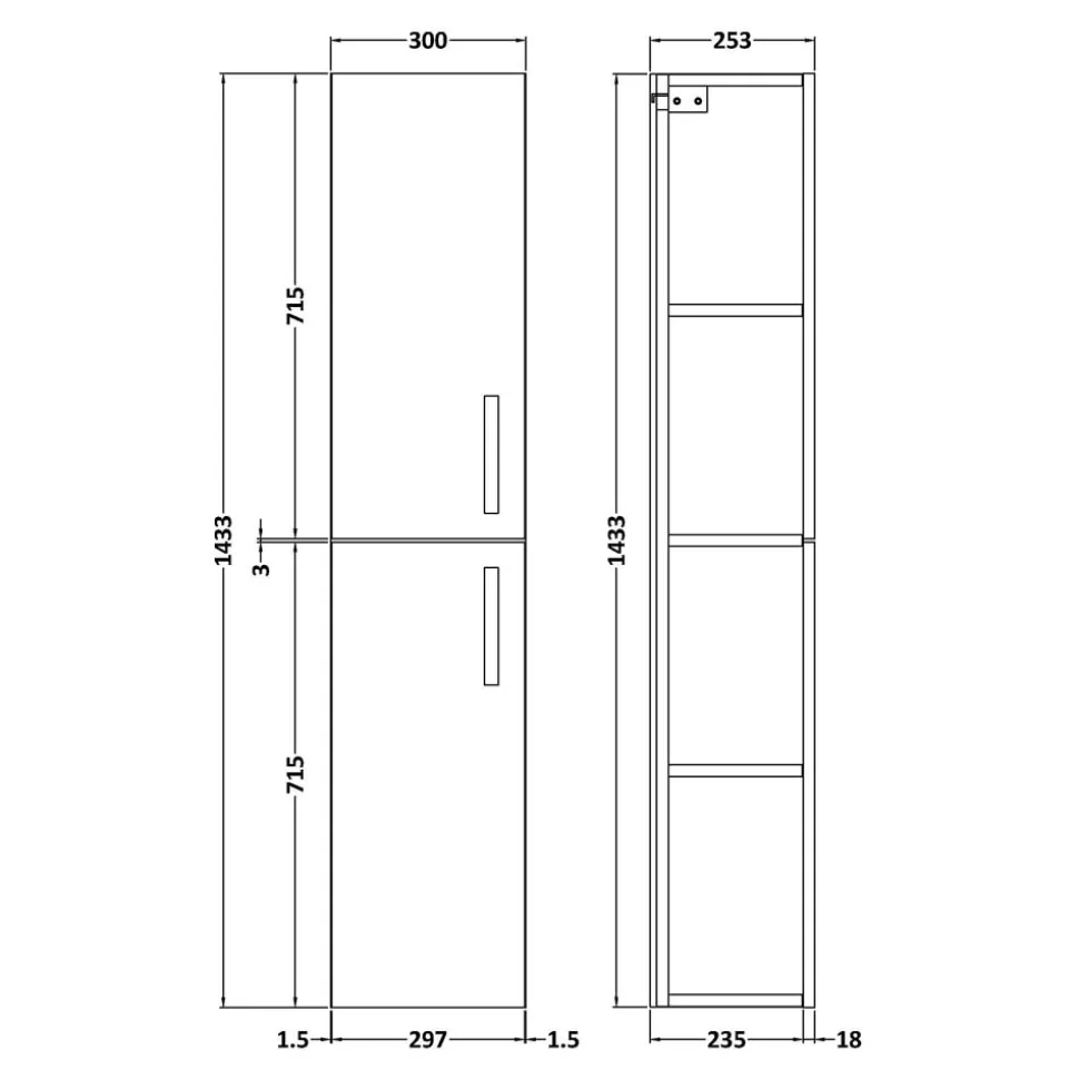 Emily 2 Door Tall Wall Hung Storage Cupboard