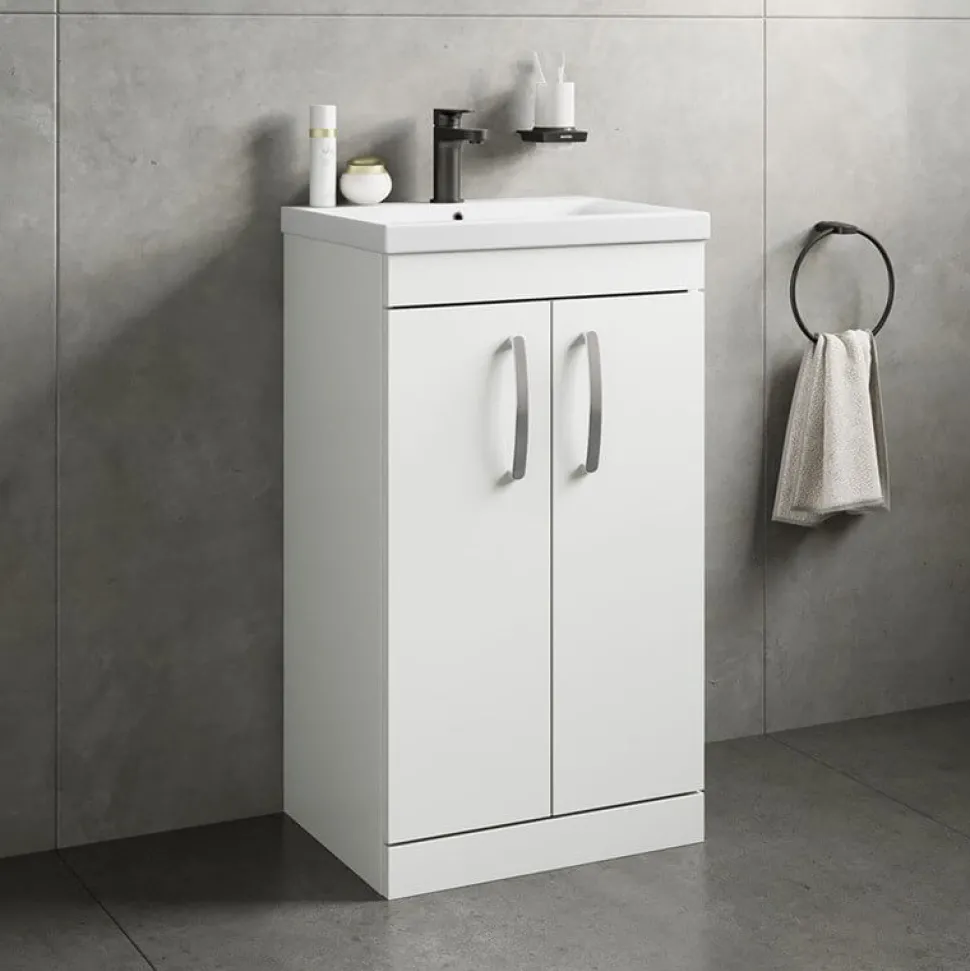 Emily 1000mm Combination Bathroom Toilet & 2 Door Sink Unit - Gloss White