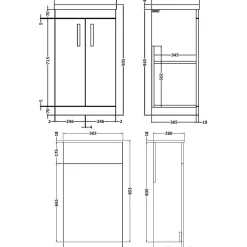Emily 1000mm Combination Bathroom Toilet & 2 Door Sink Unit - Gloss White