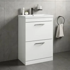 Emily 1100mm Combination Bathroom Toilet & 2 Drawer Sink Unit - Gloss White
