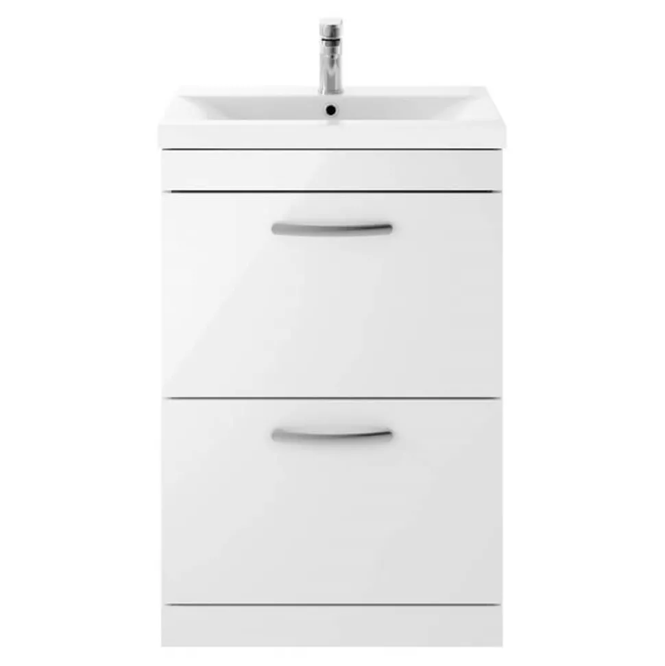 Emily 1100mm Combination Bathroom Toilet & 2 Drawer Sink Unit - Gloss White