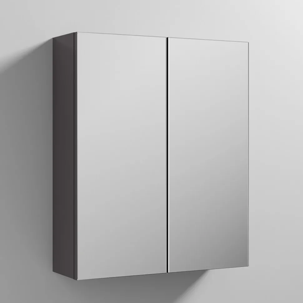 Emily 600mm Double Door Mirror Cabinet - Gloss Grey
