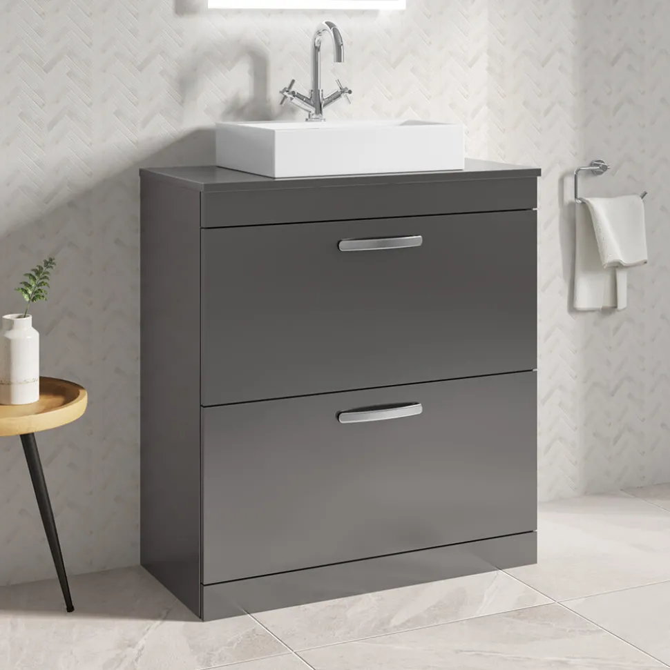 Emily 800mm Floorstanding 2 Drawer Vanity Unit and Countertop