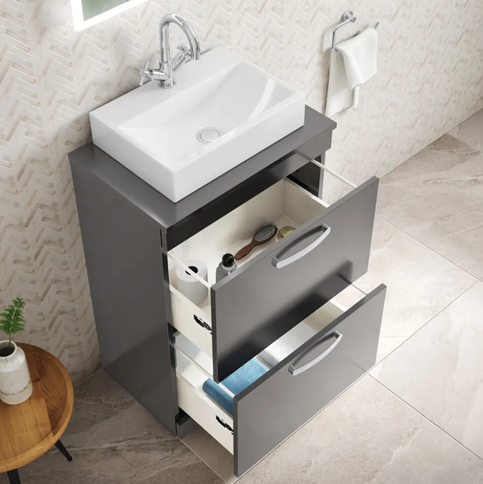 Emily 600mm Floorstanding 2 Drawer Vanity Unit & Basin Options
