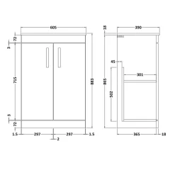 Emily 600mm Floorstanding Vanity Unit & Basin Options