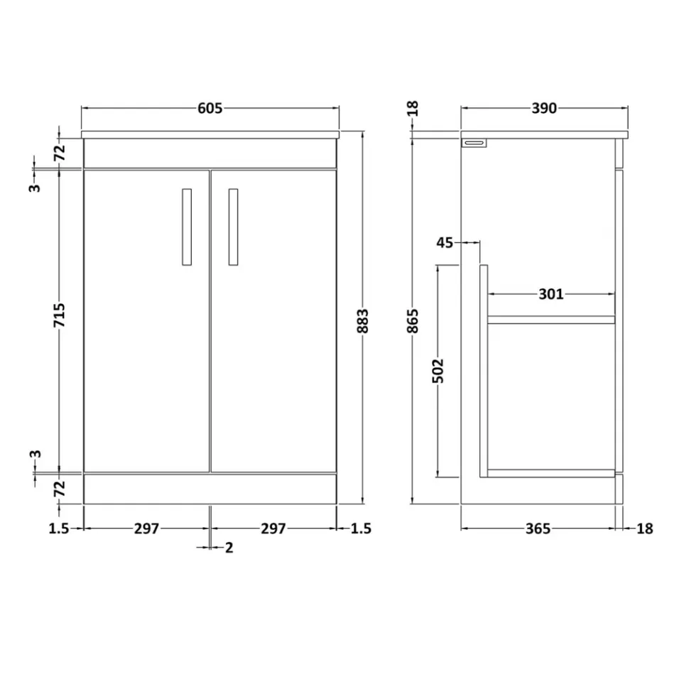 Emily 600mm Floorstanding Vanity Unit & Basin Options
