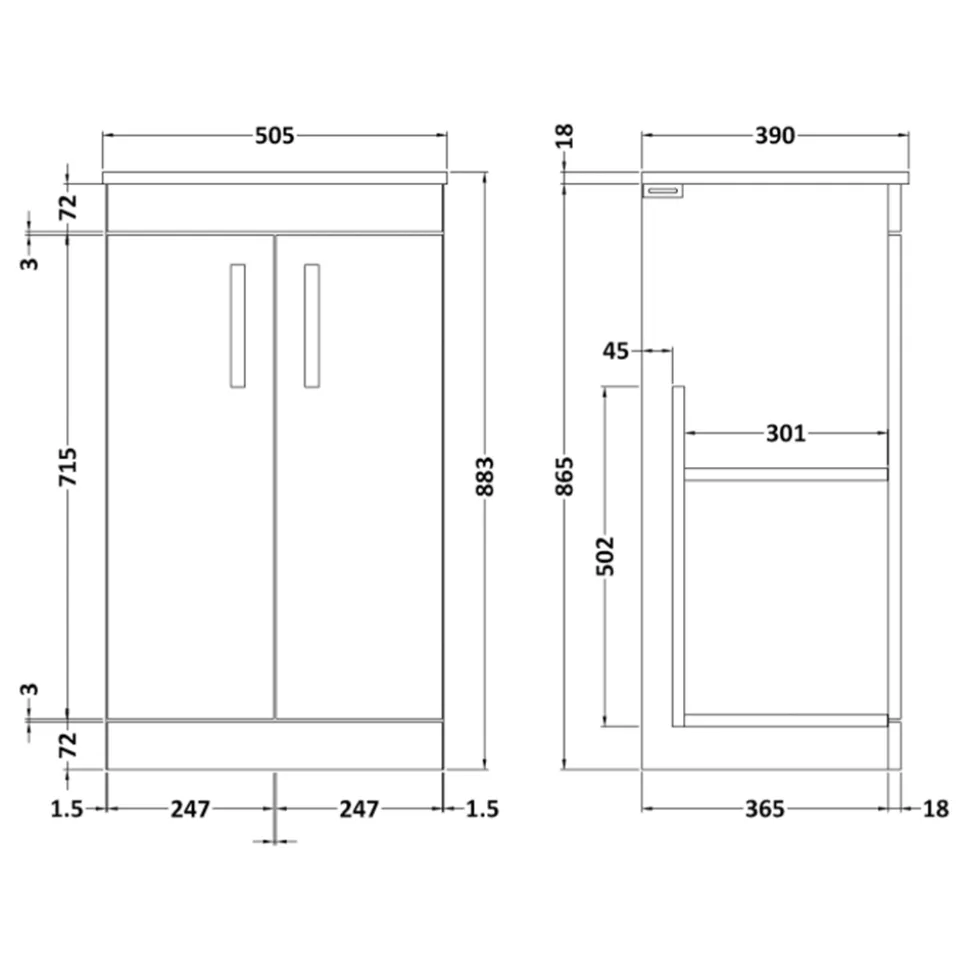 Emily 500mm Floorstanding Vanity Unit & Basin Options