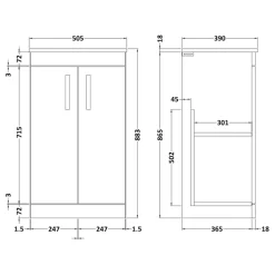 Emily 500mm Floorstanding Vanity Unit & Countertop