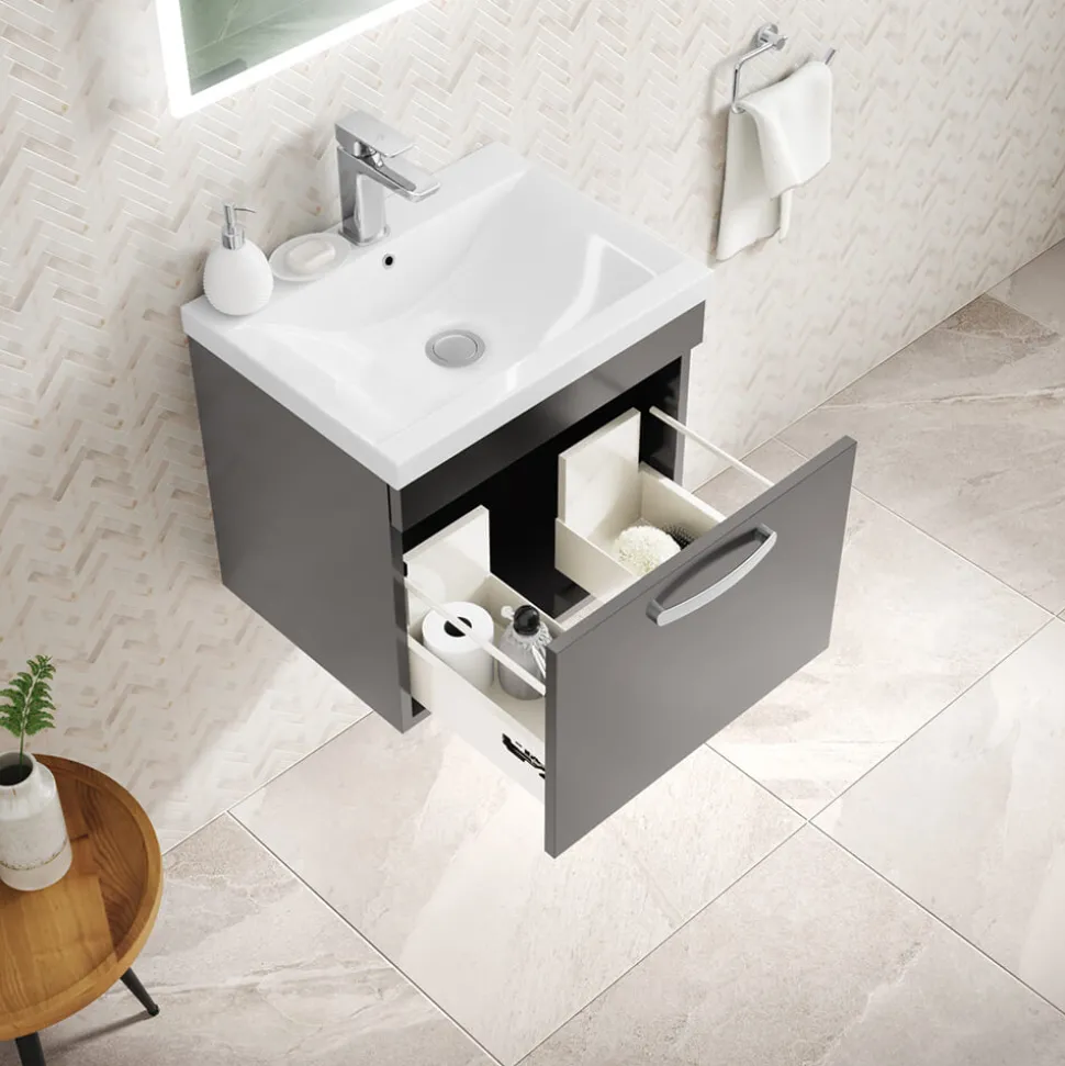 Emily 500mm Wall Mounted 1 Drawer Vanity Unit & Basin Options