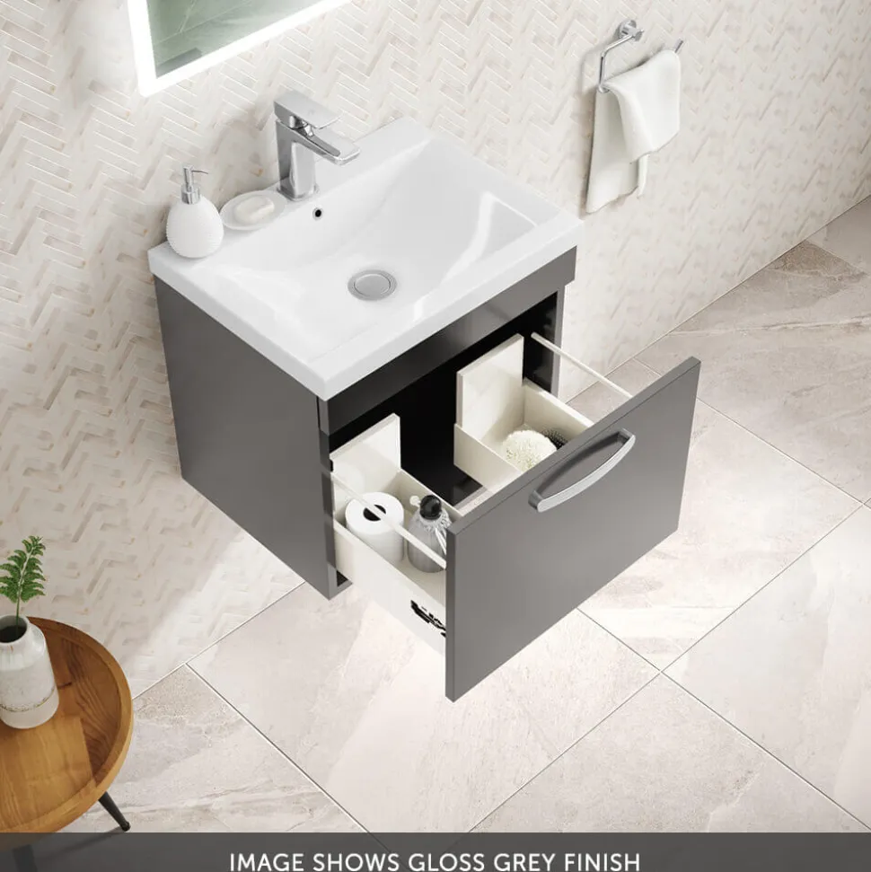 Emily 500mm Wall Mounted 1 Drawer Vanity Unit & Basin Options