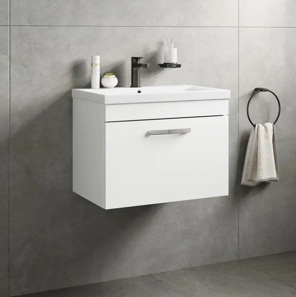 Emily 600mm Wall Mounted 1 Drawer Vanity Unit & Basin Options