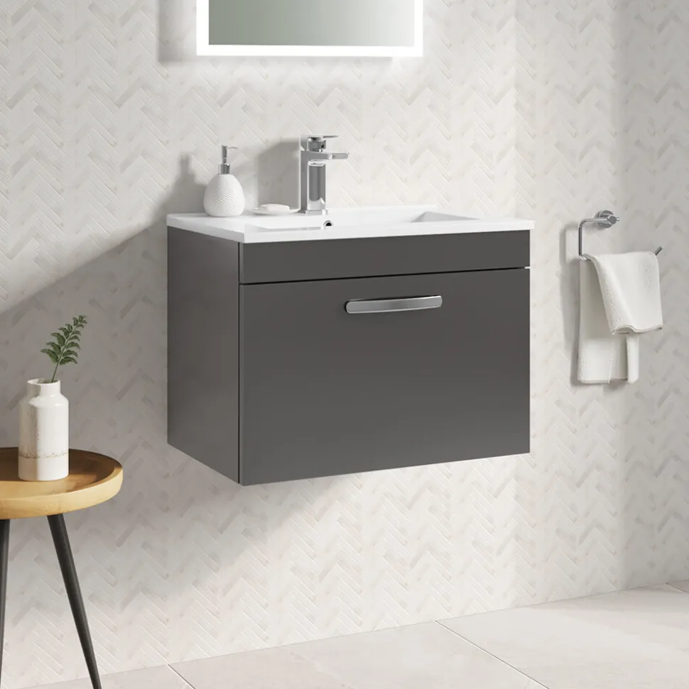 Emily 600mm Wall Mounted 1 Drawer Vanity Unit & Basin Options