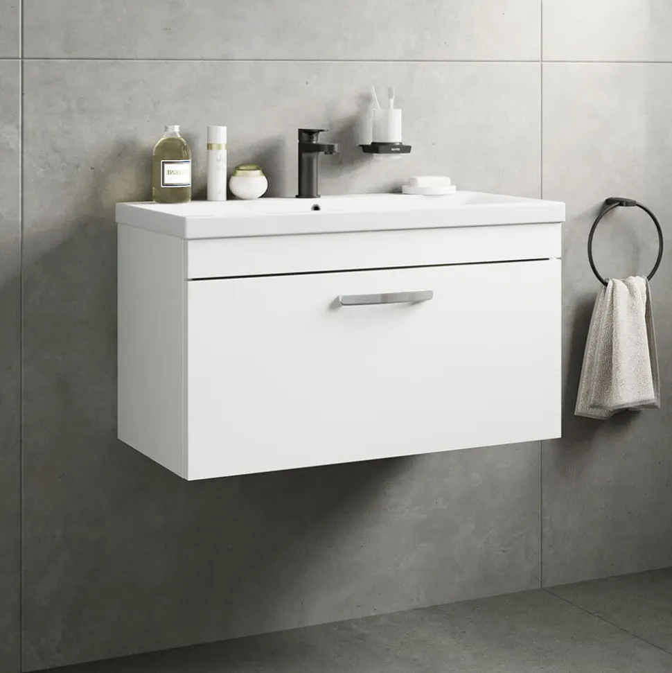 Emily 800mm Wall Mounted 1 Drawer Vanity Unit & Basin Options