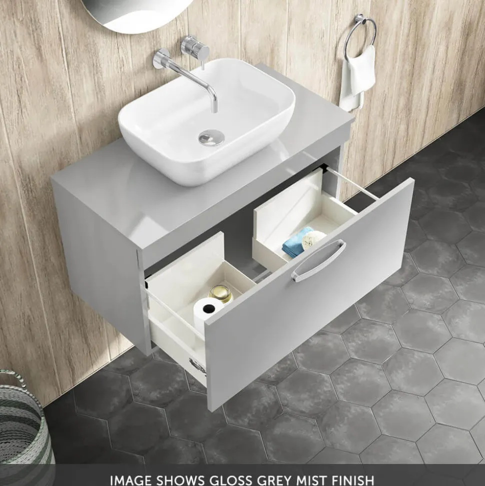 Emily 800mm Wall Mounted 1 Drawer Vanity Unit & Basin Options