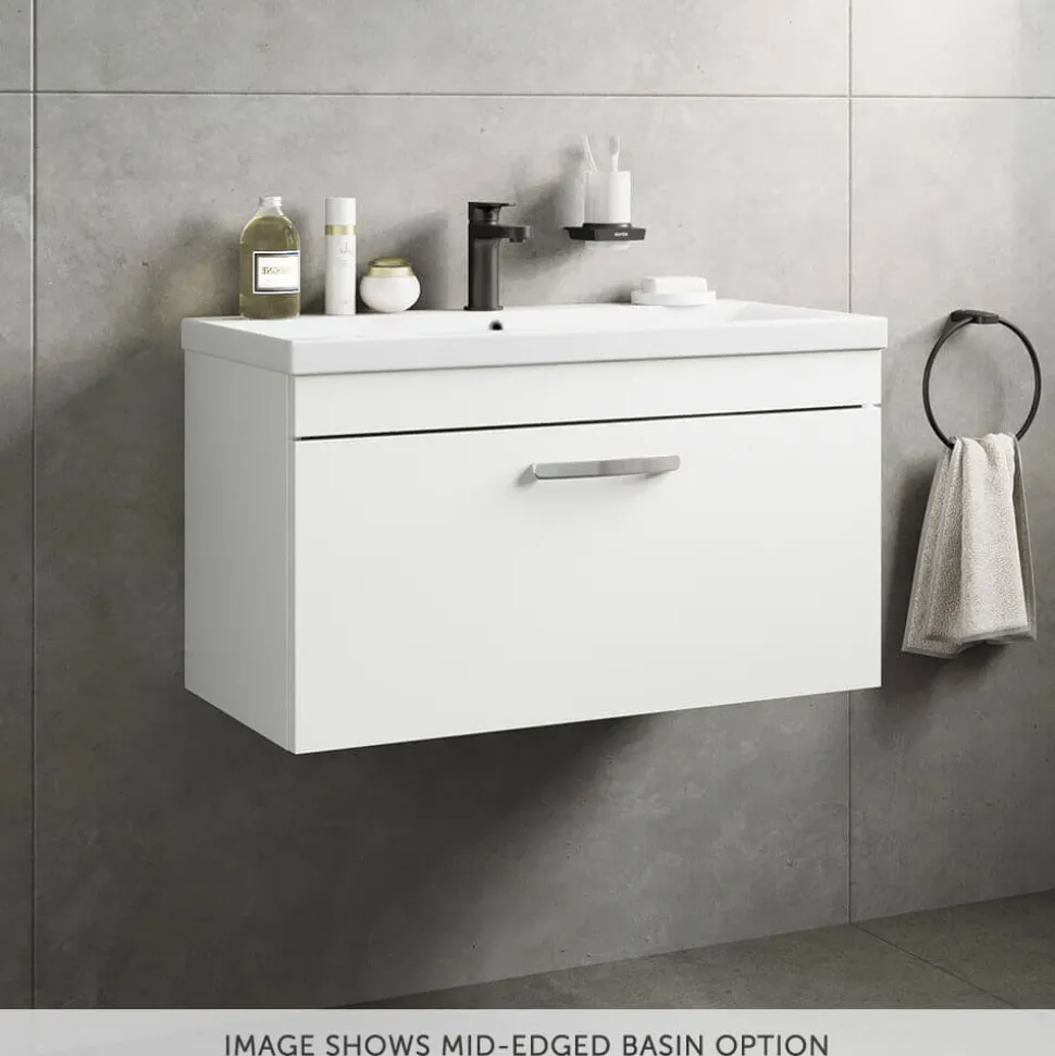 Emily 800mm Wall Mounted 1 Drawer Vanity Unit & Basin Options