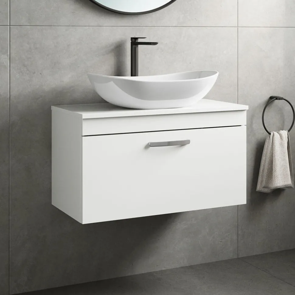 Emily 800mm Wall Mounted 1 Drawer Vanity Unit & Basin Options