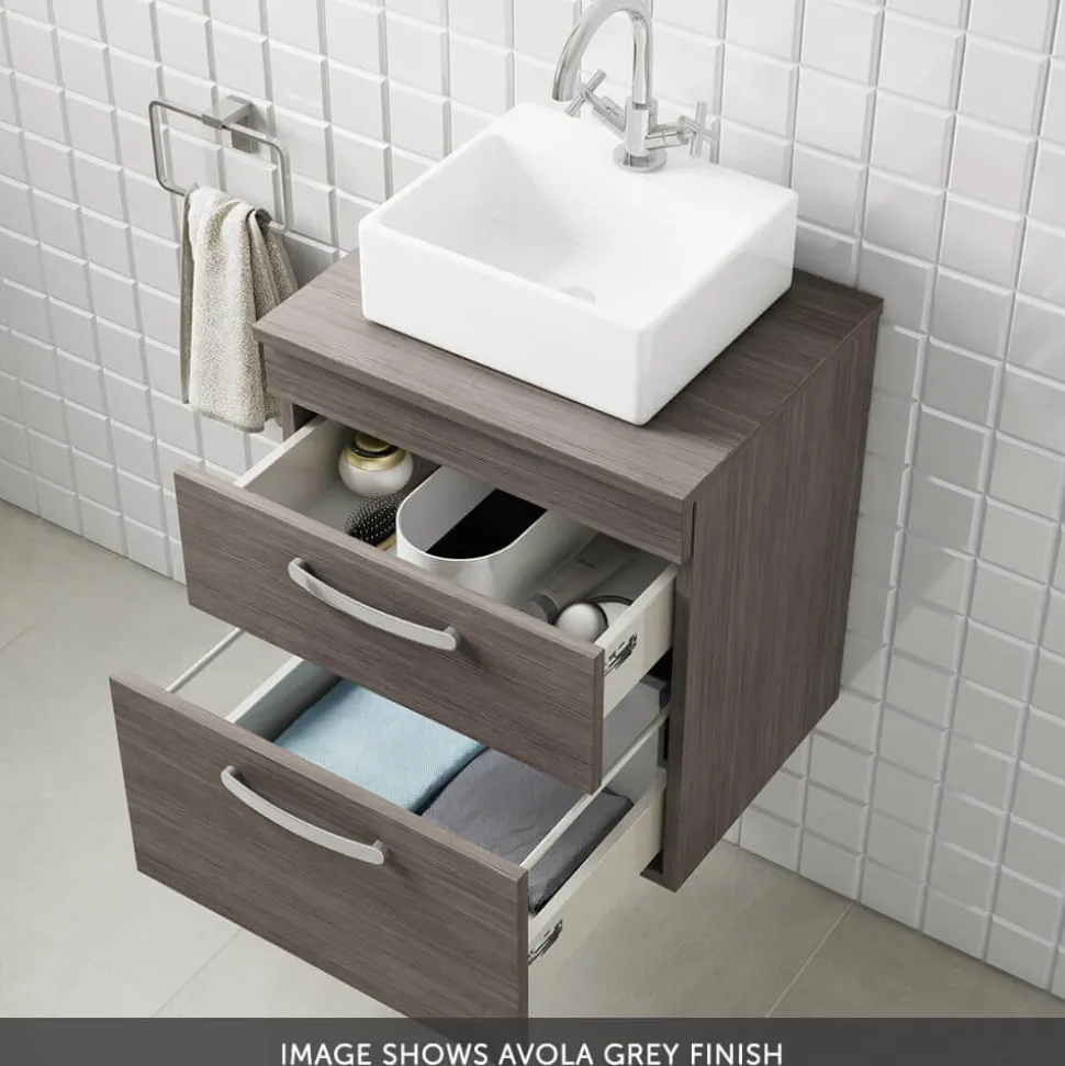Emily 600mm Wall Mounted 2 Drawer Vanity Unit and Countertop