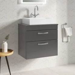 Emily 600mm Wall Mounted 2 Drawer Vanity Unit and Countertop