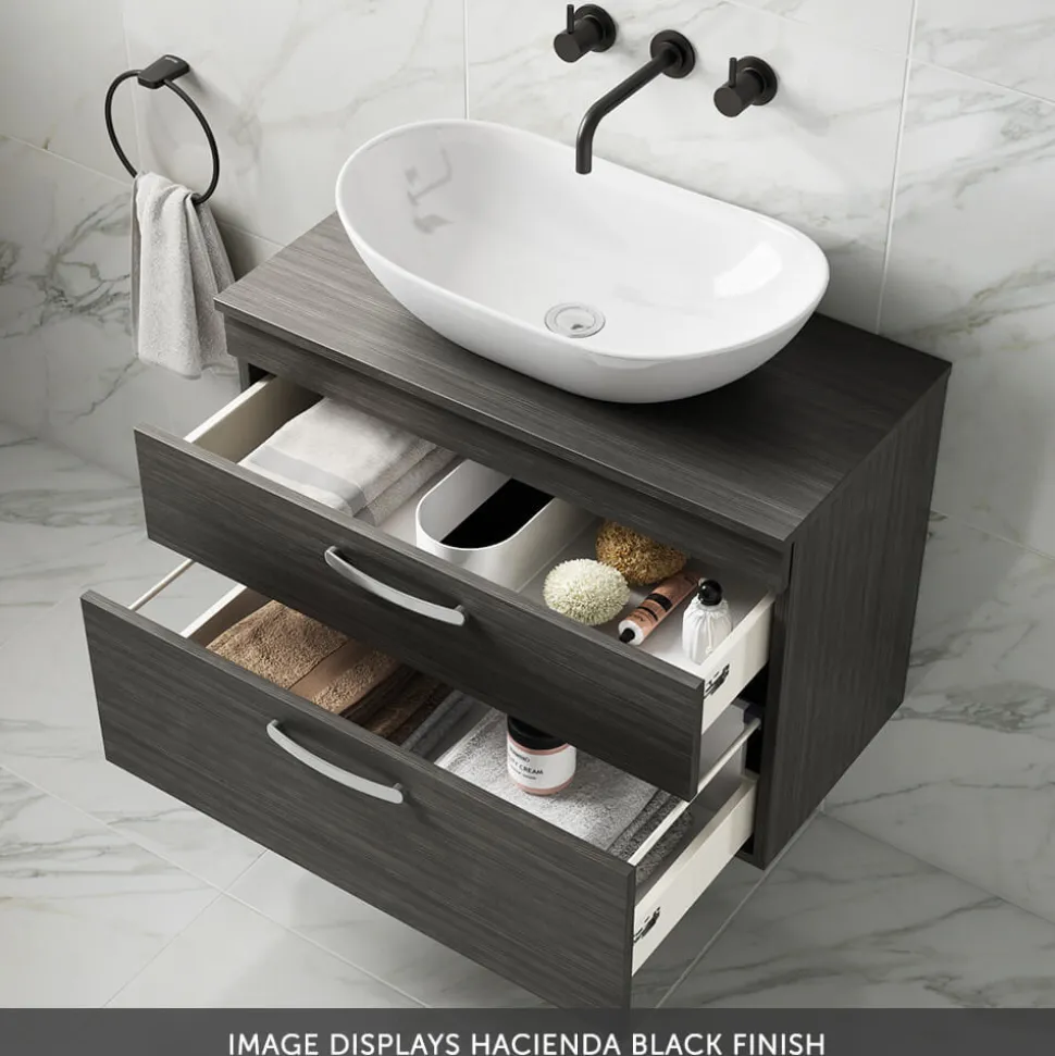 Emily 800mm Wall Mounted 2 Drawer Vanity Unit and Countertop