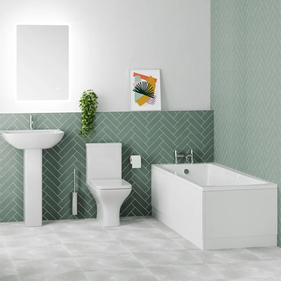Emily Modern Bathroom Suite with Rimless Toilet & Front Bath Panel