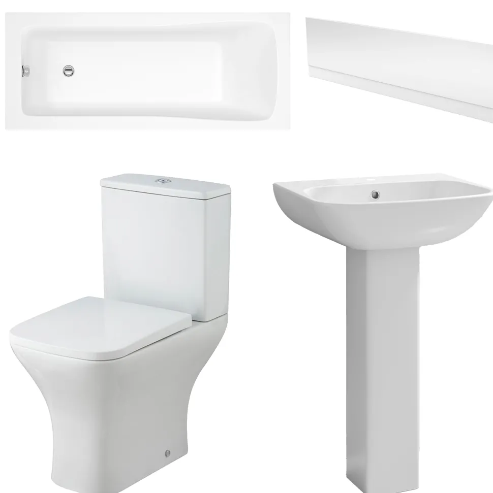 Emily Modern Bathroom Suite with Rimless Toilet & Front Bath Panel