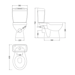 Emma 3 Piece Bathroom Suite with Front Bath Panel