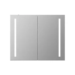 Erin Aluminium Double Door LED Bathroom Mirror Cabinet with Demister Pad & Shaver Socket - 600 x 600mm