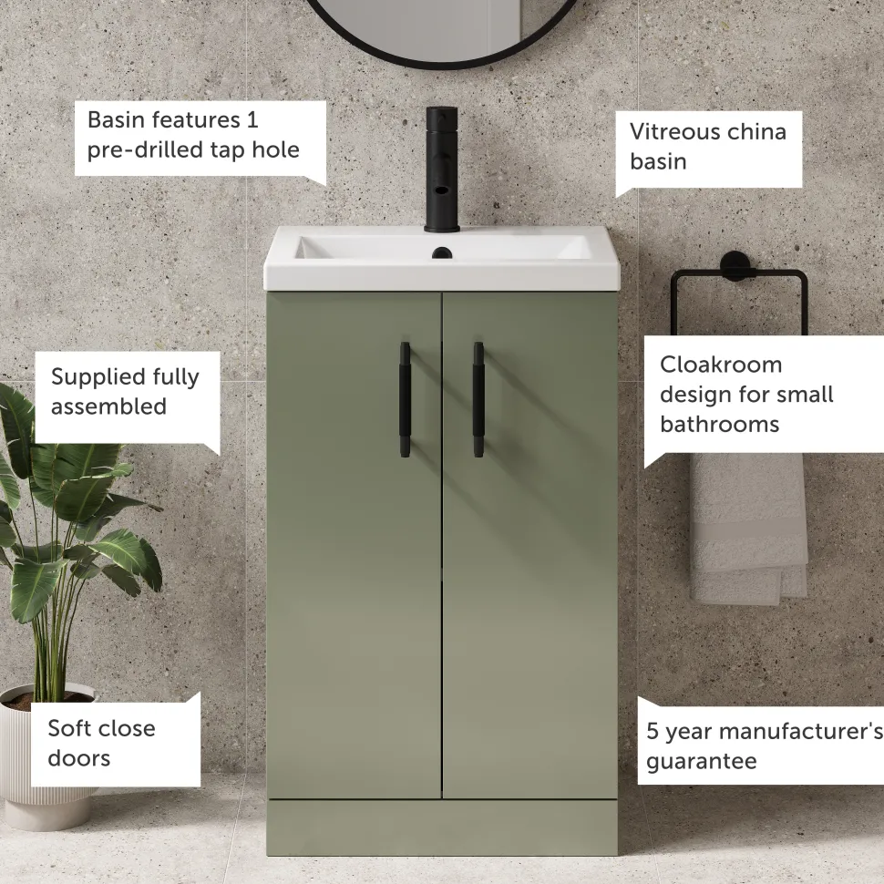 Erin Compact 500mm Floorstanding Cloakroom Vanity Unit & Basin